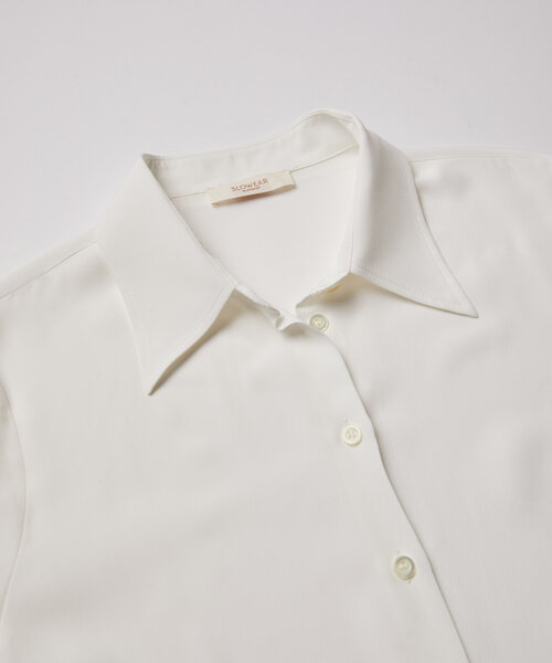 Regular-fit shirt in silk-blend crepe de chine , Slowear Glanshirt | Slowear