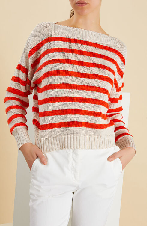 Linen and cotton boat neck sweater , Slowear Zanone | Slowear