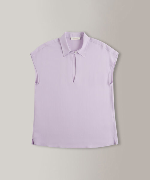 Sleeveless blouse in Crêpe de Chine and silk , Glanshirt | Slowear