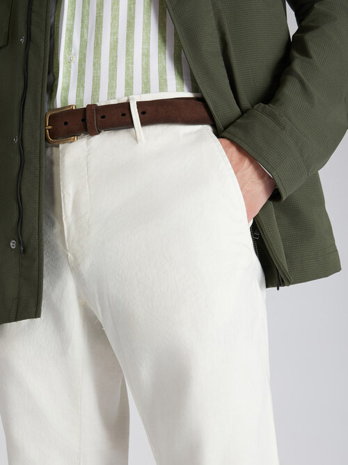 Slim fit trousers in stretch "drill-linen" , Incotex Slacks | Slowear