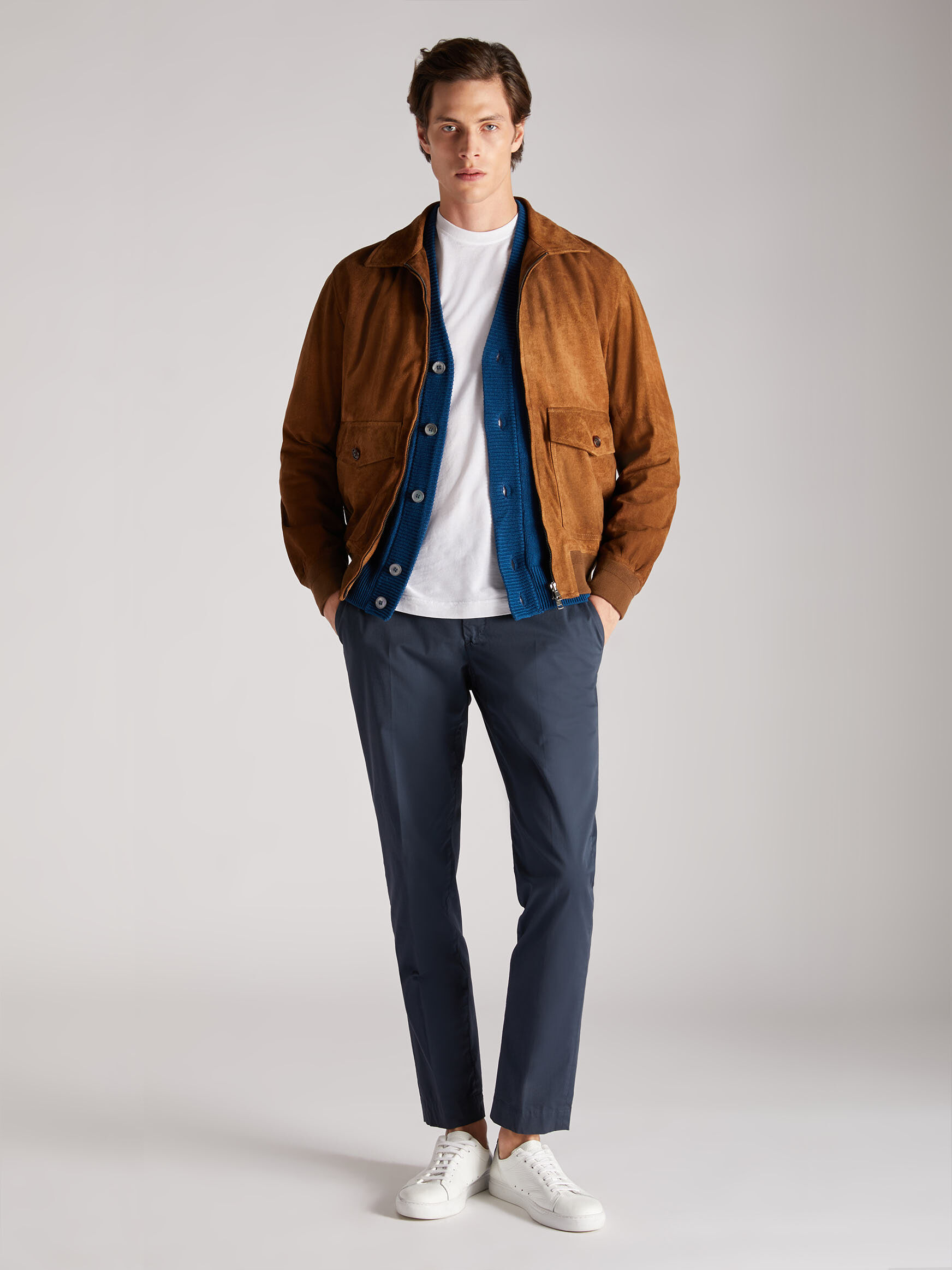 Regular-fit suede jacket | Montedoro | Slowear US