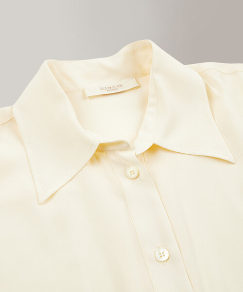 Camicia manica a tre-quarti in crepe-de-chine misto seta , Slowear Glanshirt | Slowear