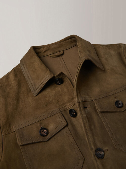 Regular fit suede jacket | Montedoro | Slowear US