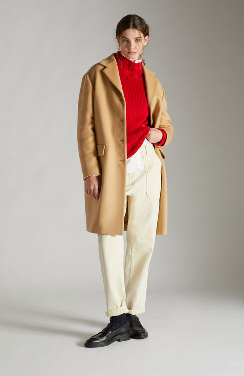 Regular-fit single-breasted coat in wool and cashmere velour , Slowear Montedoro | Slowear