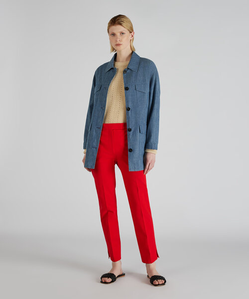 Slim fit trousers in two-way stretch cotton gabardine , Incotex | Slowear