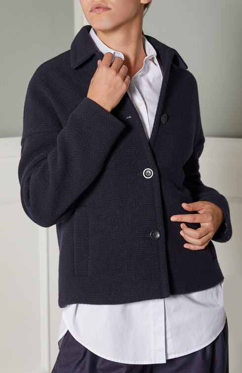 Loose fit jacket in blue wool blend , Slowear Montedoro | Slowear