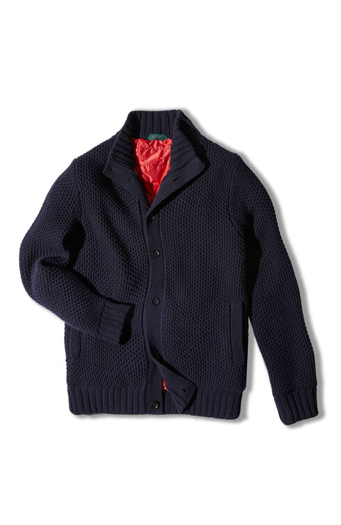 Lambswool lined Chioto sweater with honeycomb stitching , Zanone | Slowear