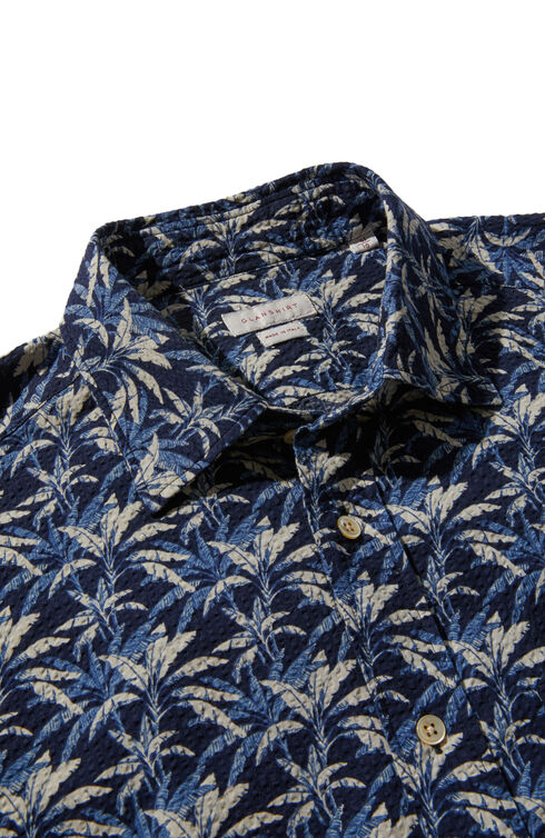 Regular fit shirt in patterned seersucker cotton , Glanshirt | Slowear