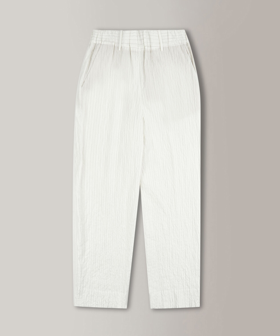 Wide fit trousers in pinstripe and embossed cotton canvas , Slowear Incotex | Slowear