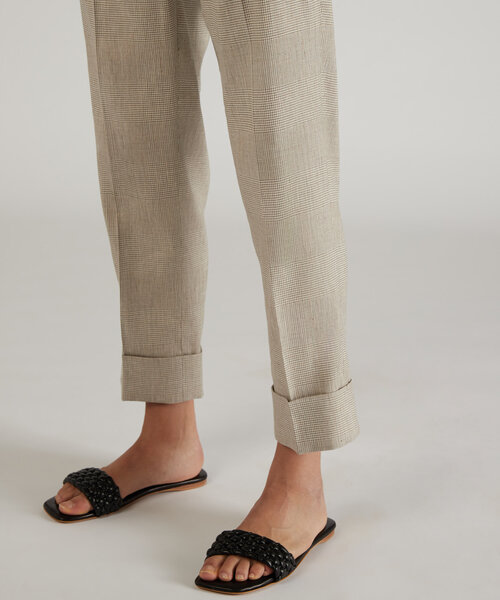 Pantalon regular fit en lin prince-de-galles mélangé , Incotex | Commerce Cloud Storefront Reference Architecture