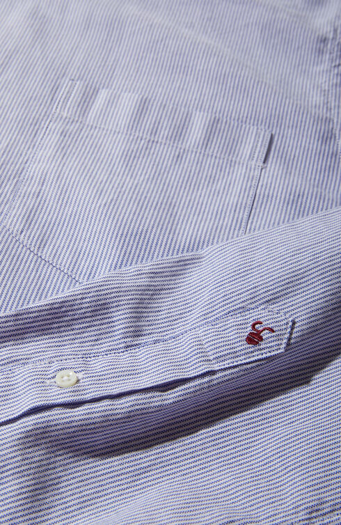 Slim fit shirt with French collar in striped Oxford cloth  , Glanshirt | Slowear