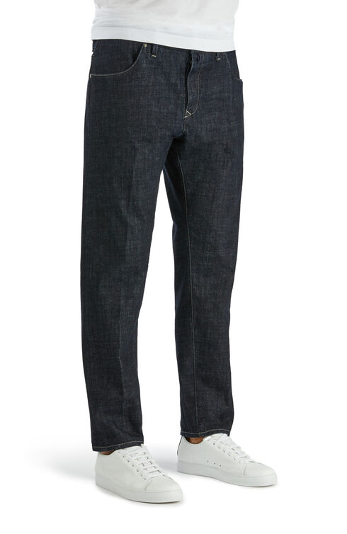 Tapered fit tailored five-pocket stretch cotton trousers , Incotex Blue Division | Slowear