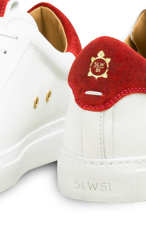 Leather trainers with red suede details , Officina Slowear | Slowear