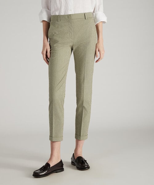 Slim fit micro-gingham seersucker trousers , Incotex | Slowear