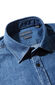 Slim fit denim cotton shirt with classic collar , Indigochino | Slowear
