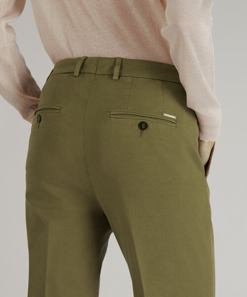 Slim fit trousers in certified cotton gabardine and lyocell , Incotex | Slowear