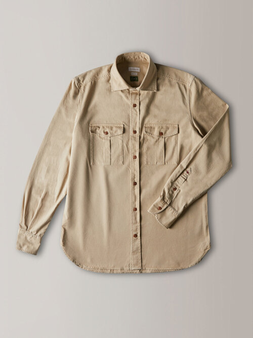 Regular fit overshirt made from certified cotton gabardine , Glanshirt | Slowear
