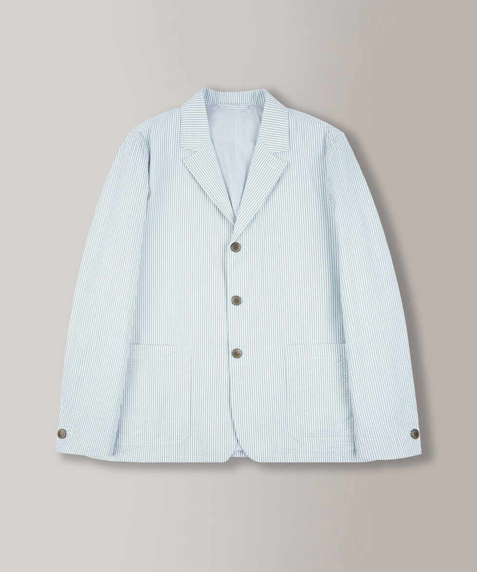 Regular-fit jacket in certified seersucker , Montedoro | Slowear