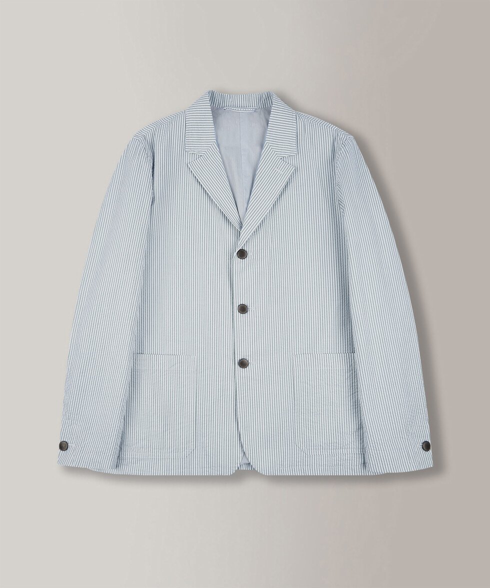 Regular-fit jacket in certified seersucker , Montedoro | Slowear