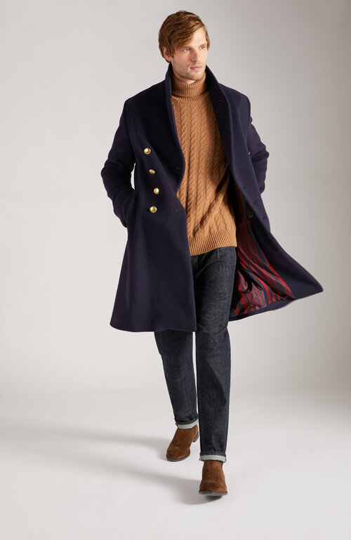 Regular fit double-breasted coat in wool blend , Montedoro | Slowear