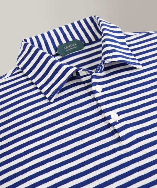 Slim-fit polo shirt in certified linen and cotton jersey , Zanone | Slowear