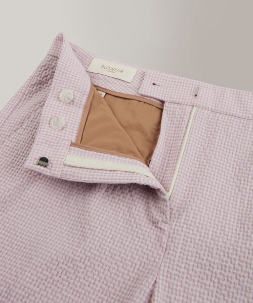 Pantalon slim fit en seersucker micro-vichy , Incotex | Commerce Cloud Storefront Reference Architecture