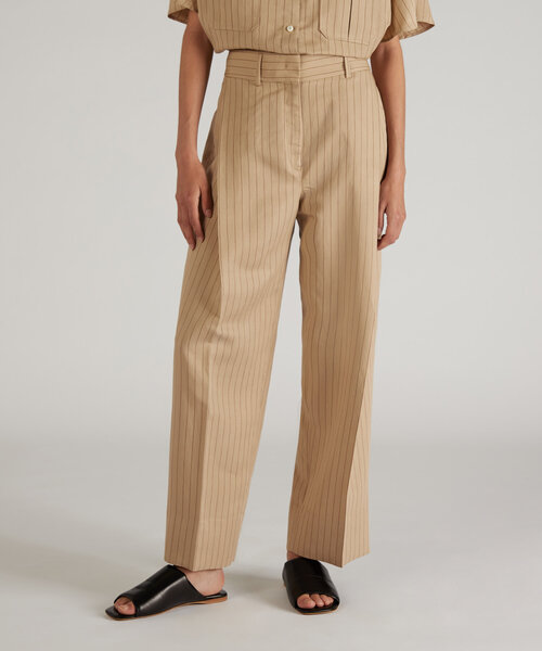 Wide fit trousers in pinstriped viscose , Incotex | Slowear