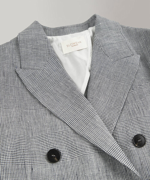 Regular fit double-breasted jacket in Prince of Wales linen blend , Montedoro | Slowear