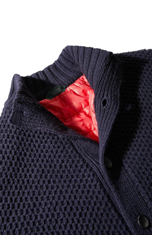 Lambswool lined Chioto sweater with honeycomb stitching , Zanone | Slowear