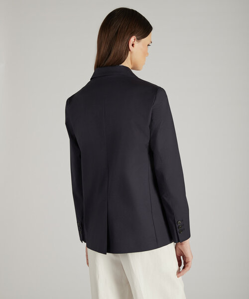 Regular fit double-breasted jacket in stretch cotton twill , Montedoro | Slowear