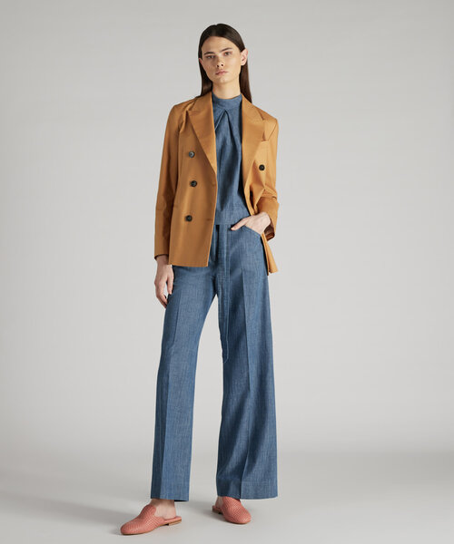 Zweireihige Regular Fit-Jacke aus Stretch-Baumwolltwill , Montedoro | Slowear