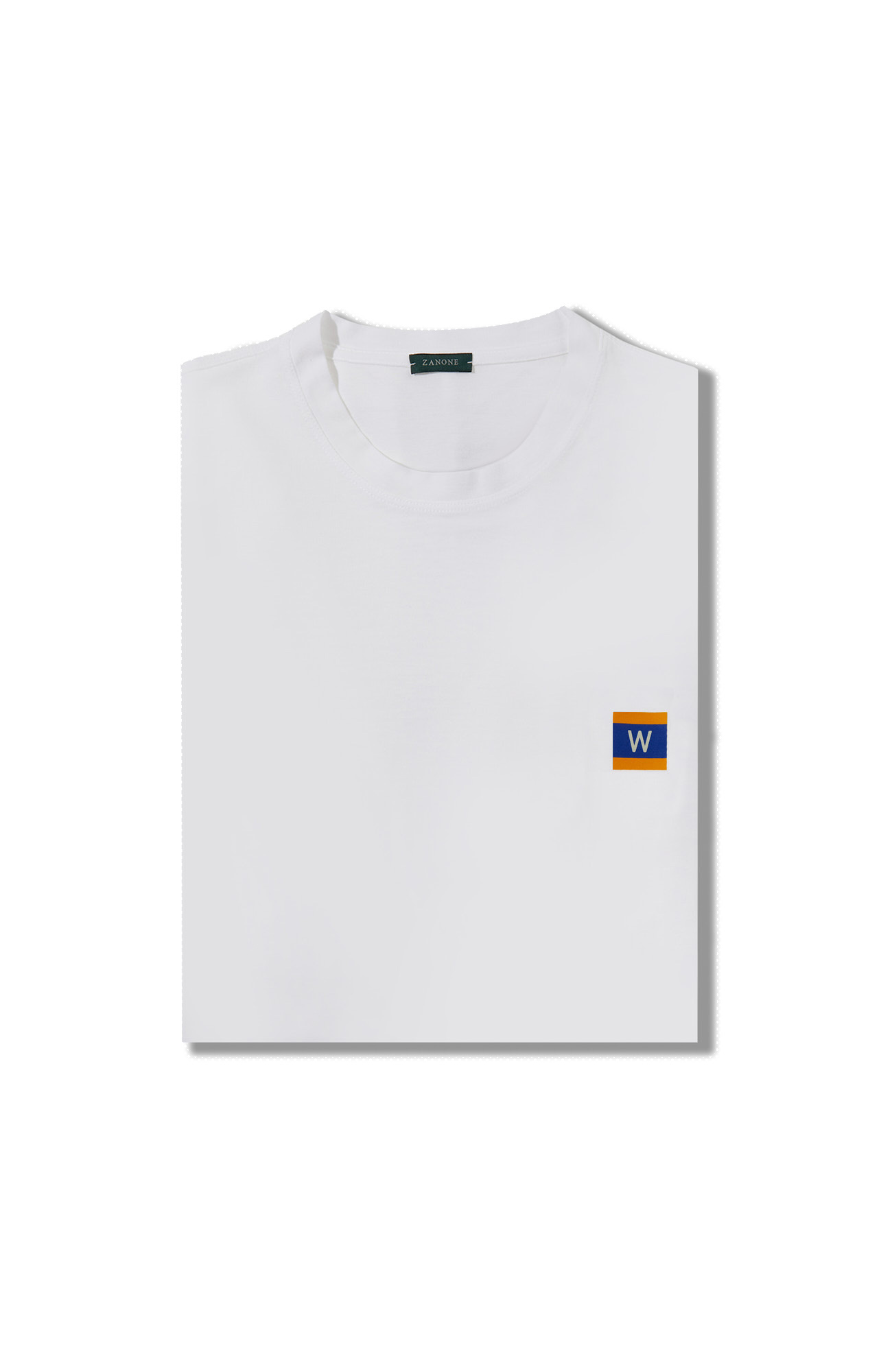 アイスコットン半袖スリムフィットTシャツ、フラッグシリーズのワッペン付き | ZANONE Icecotton | Slowear